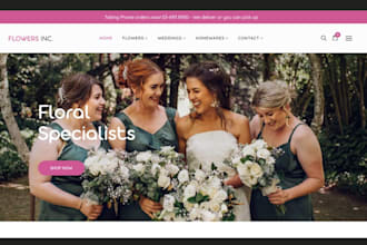 design flower shopify store, gift store, bouquet florist website, flower website