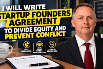 write startup founders agreement to divide equity and prevent conflict