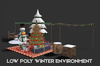 design christmas low poly 3d environment model 3d low poly game asset 3d scene