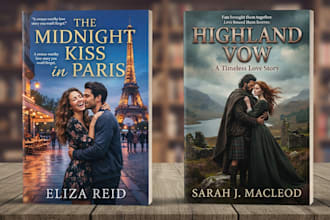 design illustrated romance book cover or ebook cover