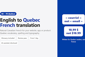 translate english to quebec french for your website app or product