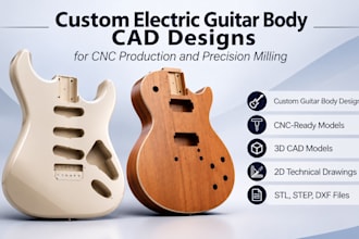 custom electric guitar body cad designs for cnc production and precision milling