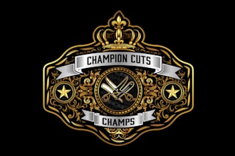design awesome champion barbershop salon logo