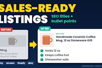 write SEO product descriptions for etsy, amazon, shopify and ebay listings