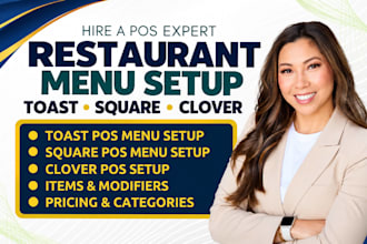 setup toast pos, square pos and clover restaurant menus