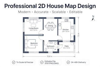 design professional 2d house floor plan and home map