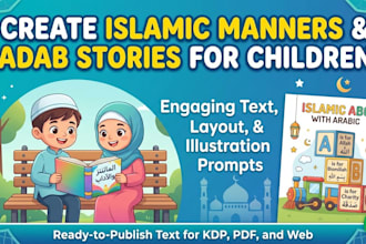 create islamic manners and adab storybook for children, islamic abc with arabic