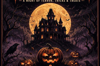 create a spooky halloween poster design