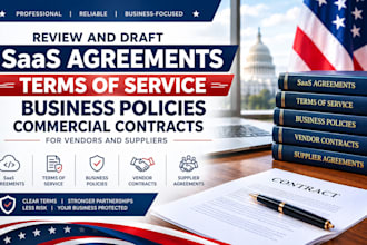 draft saas agreements tos business policies, commercial contracts for suppliers