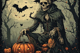 draw retro vintage horror halloween gothic spooky art