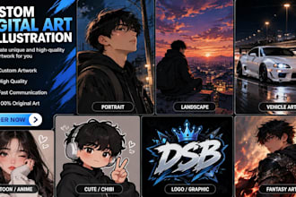 create unique digital artwork and custom illustration