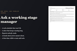 consult on your stage management tech schedule or production paperwork