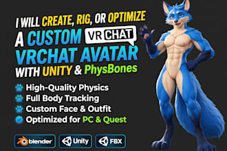 create, rig, or optimize a custom vrchat avatar with unity and physbones