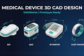 design medical ecg, pulse oximeter bp monitor sleep tracker in solidworks 3d cad