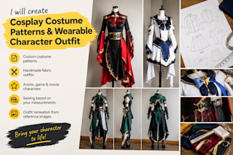create cosplay custome patterns and wearable outfit