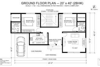 design modern 20x40 house floor plan with car parking