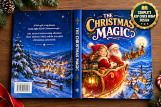 draw christmas children book cover and kdp cover design