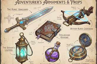 create weapon and prop design and illustration