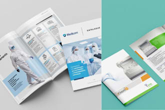 design medical device product catalog, laboratory equipment sheet booklet