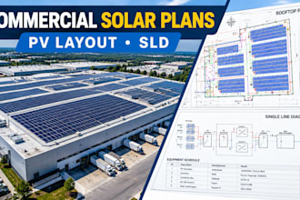 prepare commercial rooftop solar permit plans with pv layout and sld