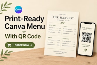 design a print ready canva restaurant menu with qr code