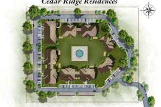 render site plan ,masterplan, landscape plan for real estate