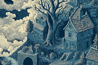 draw vintage engraving and linocut style food illustrations
