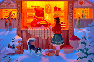 a cute christmas chibi or mascot 2d character