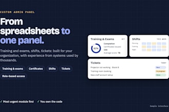 build a custom admin panel for training, shift or ticket management