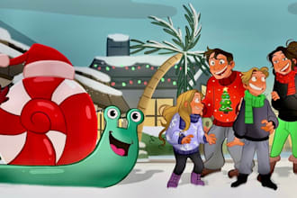 design a cozy christmas digital 2d landscape background