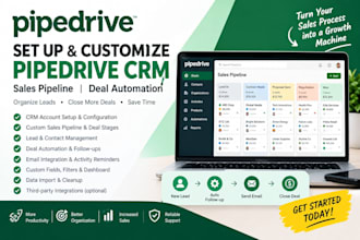 set up pipedrive CRM, sales pipeline and deal automation