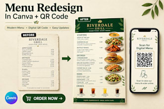 redesign your restaurant menu in canva with qr code