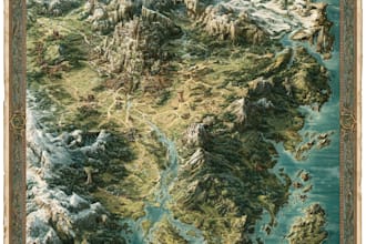 draw a medieval fantasy map with castles and villages