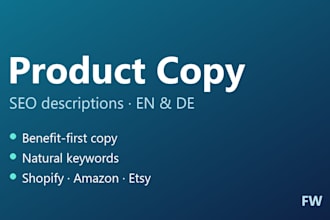 write SEO product descriptions in english or german