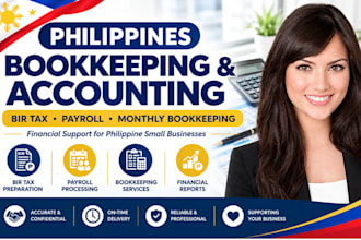 handle philippines bookkeeping, accounting, payroll and bir tax filing