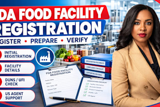 assist with fda food facility registration and US agent coordination