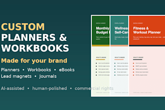 design a custom digital planner, workbook, ebook and lead magnet