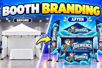 design trade show booth, banner and canopy tent graphics