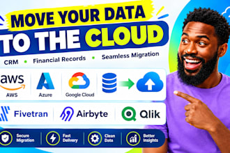 migrate crm data financial record to AWS azure google cloud fivtran airbyte qlik