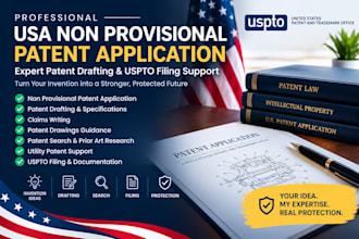 draft and file your USA non provisional utility patent application, uspto filing