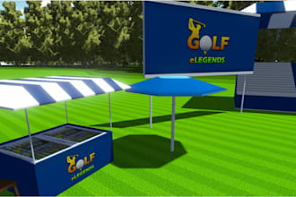 create 3d realistic golf course design with 8 to 20 holes