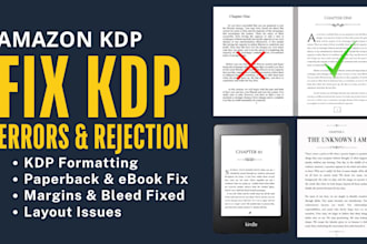 fix amazon kdp formatting errors, layout issues, and print rejections urgently