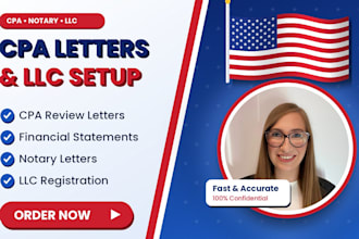 cpa review letters, financial statements, notary letters and llc registration