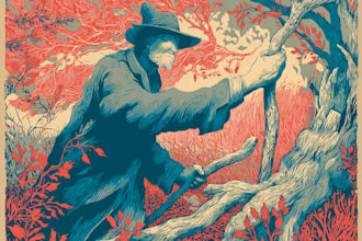 idraw a custom linocut landscape illustration