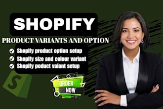setup shopify product variant and product options