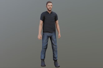 create lowpoly 3d character, retro psx style urban citizen game ready asset, ue5