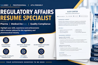 write a regulatory affairs pharmaceutical resume and CV