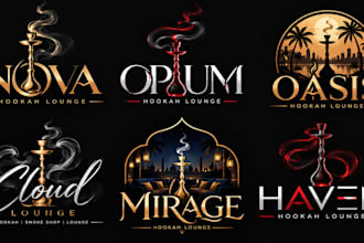 design a professional shisha lounge, smoke shop, lounge, nightlife hookah logo