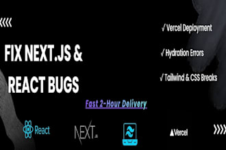 fix nextjs reactjs bugs or errors in 2 hours