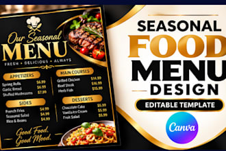 design editable food restaurant menu canva templates seasonal menu redesign